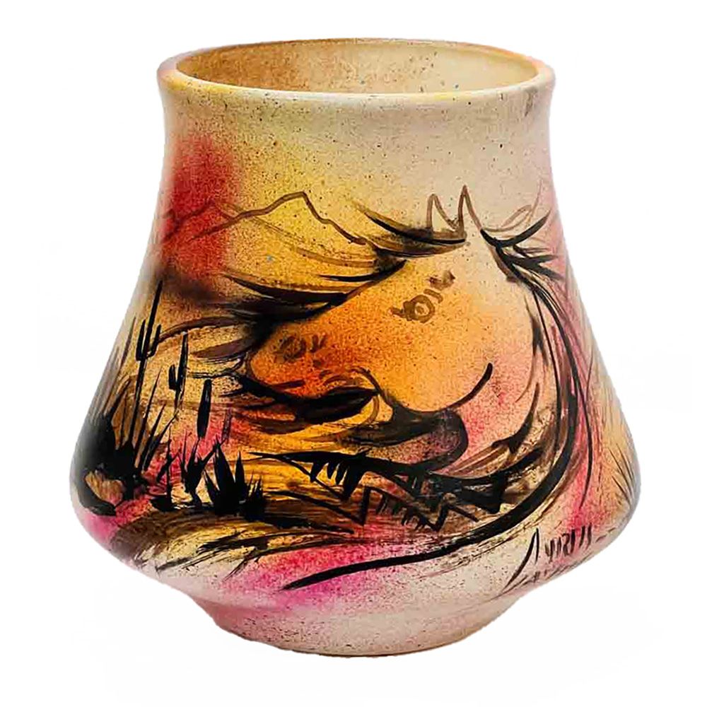 "SW HORSE DREAMS" Painted Pottery 8x6