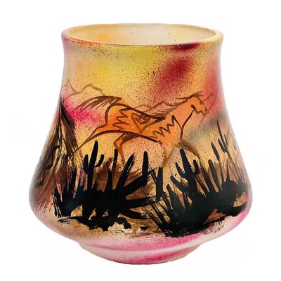 "SW HORSE DREAMS" Painted Pottery 8x6
