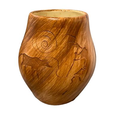 "SMALL ATLATL" Petroglyph Pottery 5.5x4