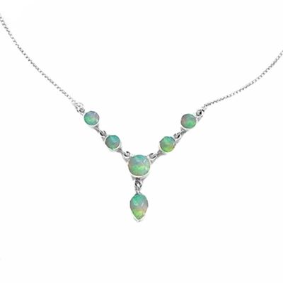 SILVER ETHIOPIAN OPAL NECKLACE