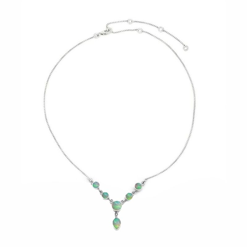 SILVER ETHIOPIAN OPAL NECKLACE