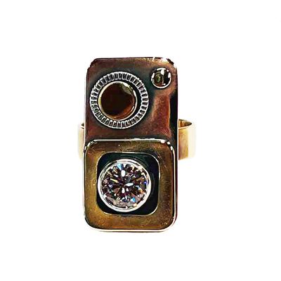MIXED METALS RECTANGLE CZ RING