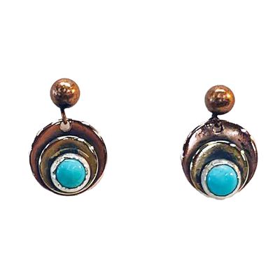MIXED METALS ROUND TURQUOISE EARRINGS