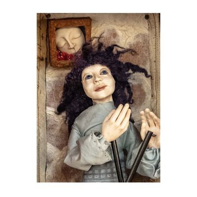 "GIULIA" MIXED MEDIA SCULPTURE 19.5" x 6" x 7"