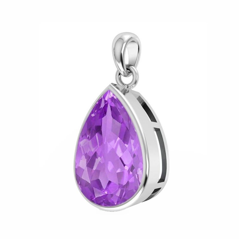 SILVER AMETHYST TEARDROP PENDANT