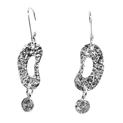 SILVER ABSTRACT TEXTURED CZ EARRINGS