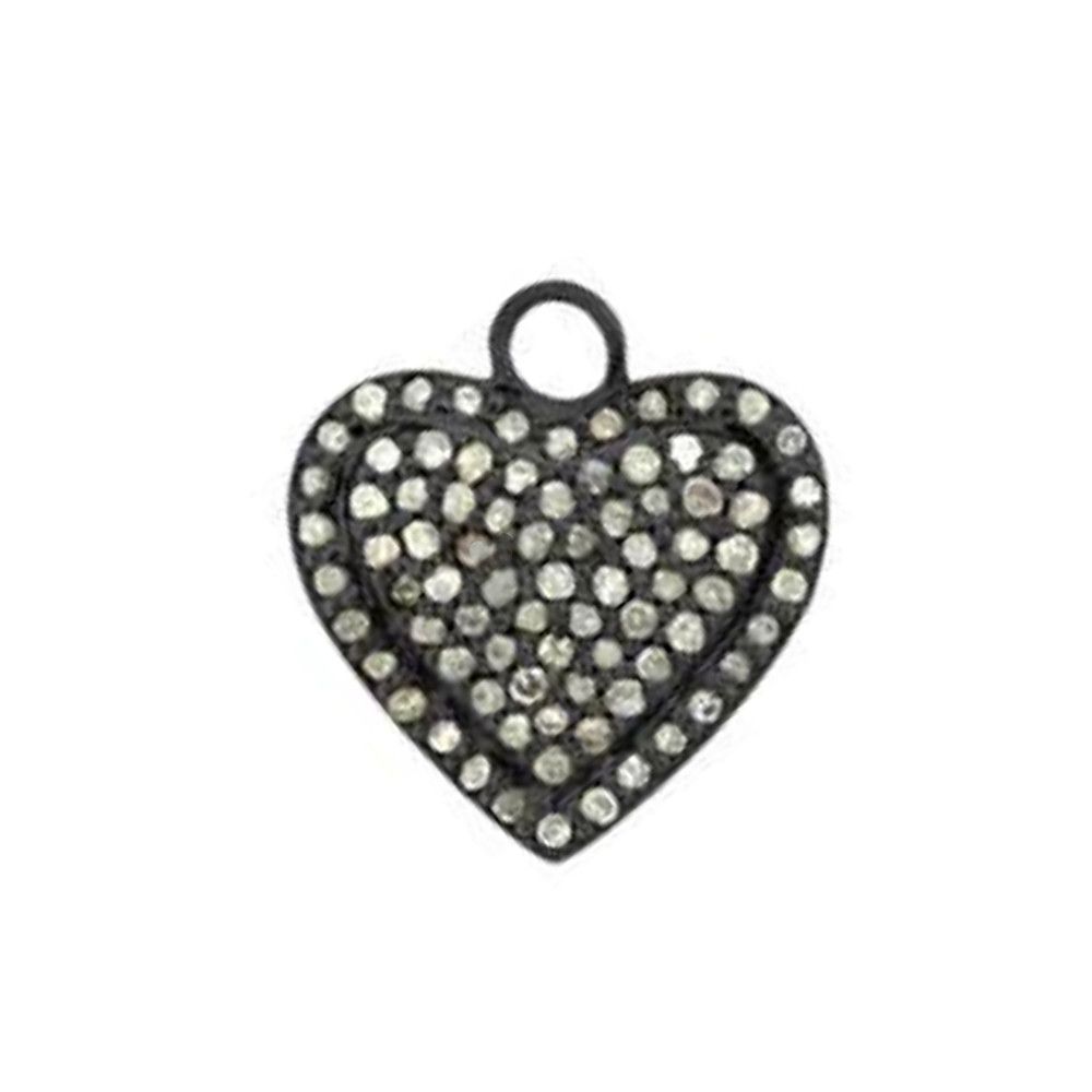 SILVER OXIDIZED DIAMOND HEART PENDANT