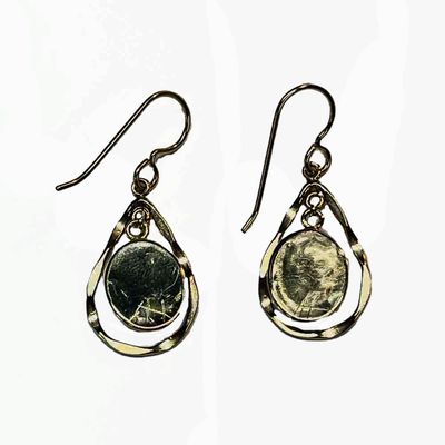 GOLD-FILLED TEARDROP LARIMAR EARRINGS