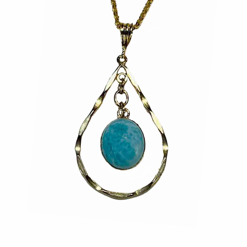 GOLD-FILLED TEARDROP LARIMAR NECKLACE