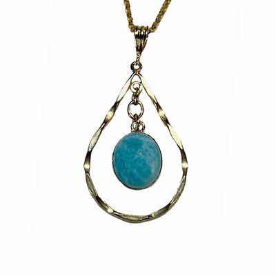 GOLD-FILLED TEARDROP LARIMAR NECKLACE