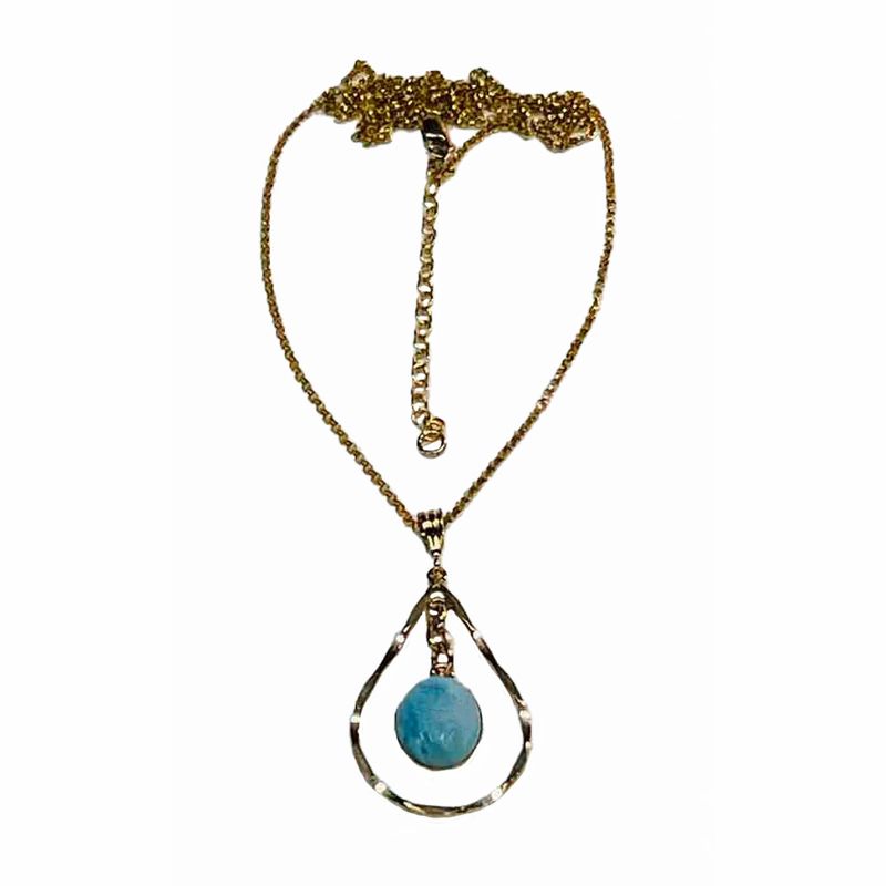 GOLD-FILLED TEARDROP LARIMAR NECKLACE