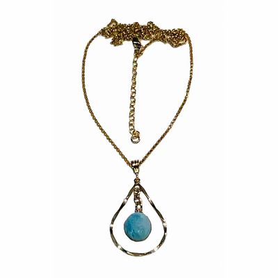 GOLD-FILLED TEARDROP LARIMAR NECKLACE