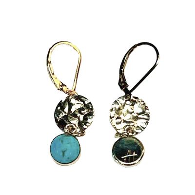 GOLD-FILLED TEXTURED TURQUOISE EARRINGS