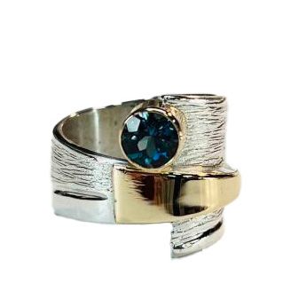 SILVER/14K TOPAZ WRAP RING SIZE-6