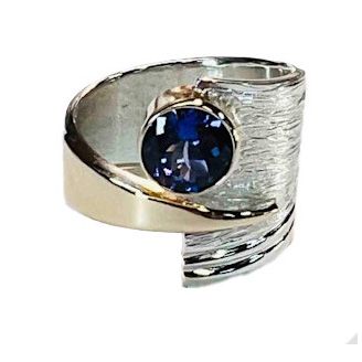 SILVER/14K TANZANITE WRAP RING-8.5