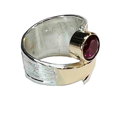 SILVER/14K RUBY WRAP RING SIZE-7