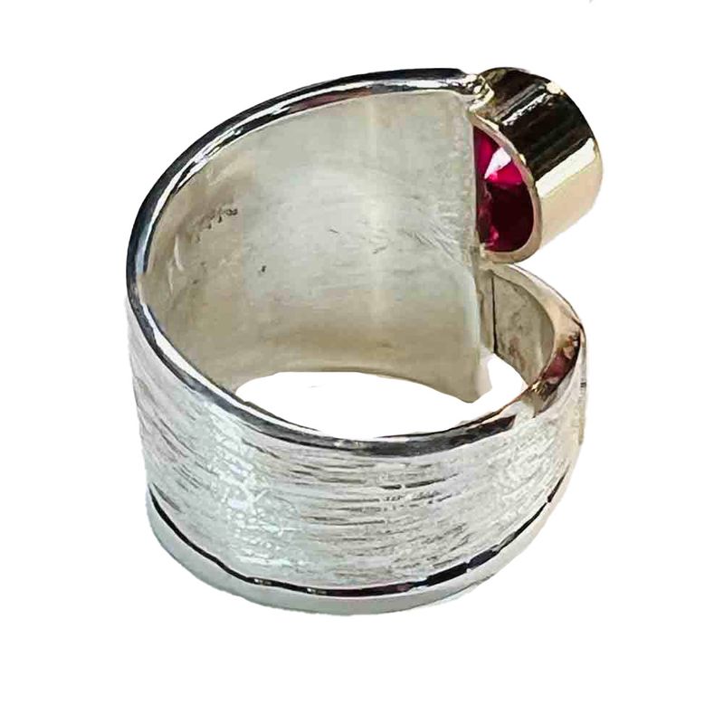 SILVER/14K RUBY WRAP RING SIZE-7