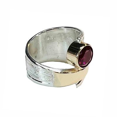 SILVER/14K RUBY WRAP RING SIZE-7