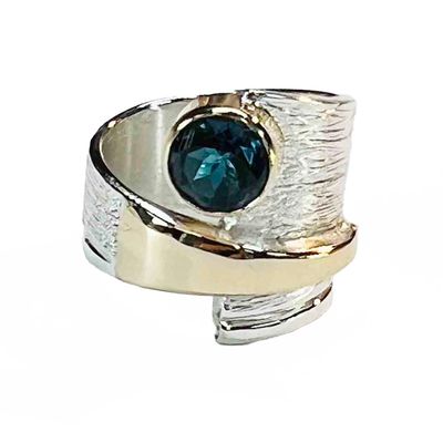 SILVER/14K TOPAZ WRAP RING - 8