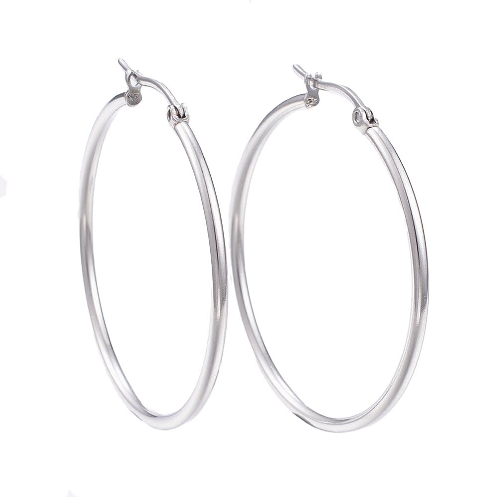SILVER STAINLESS 46MM HOOP EARRINGS