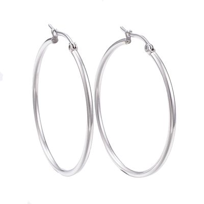 SILVER STAINLESS 46MM HOOP EARRINGS