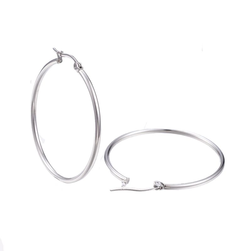 SILVER STAINLESS 46MM HOOP EARRINGS