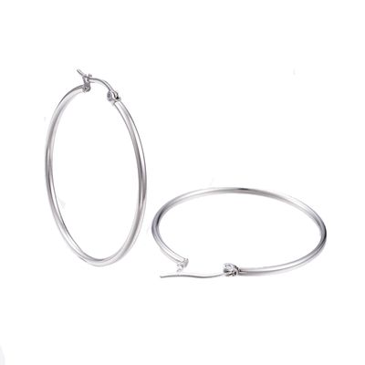SILVER STAINLESS 46MM HOOP EARRINGS