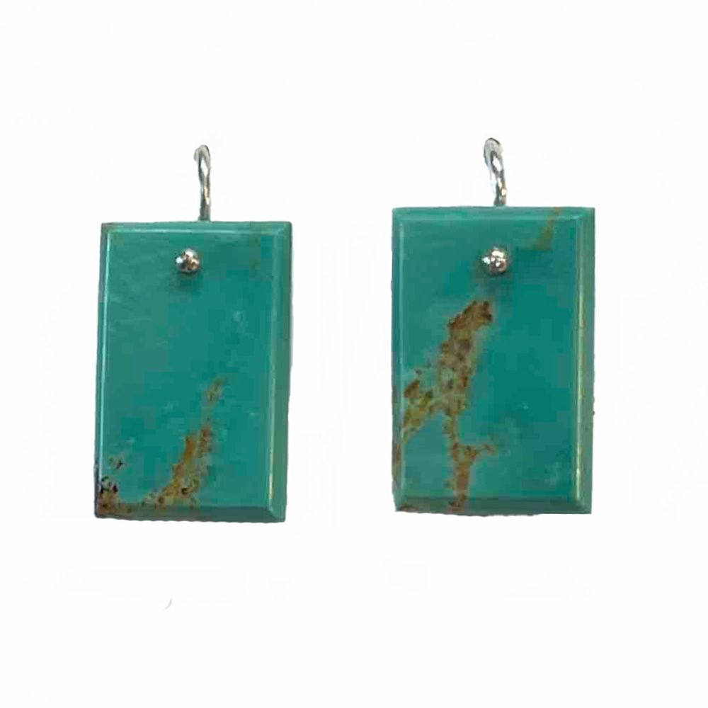 SILVER TURQUOISE RECTANGLE EARRINGS