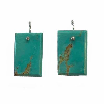 SILVER TURQUOISE RECTANGLE EARRINGS