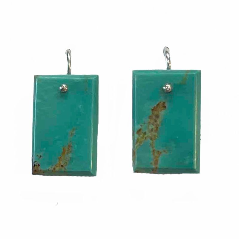 SILVER TURQUOISE RECTANGLE EARRINGS