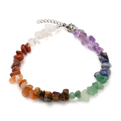 SILVER STAINLESS MIX GEMSTONE ANKLET