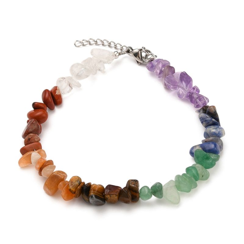 SILVER STAINLESS MIX GEMSTONE ANKLET