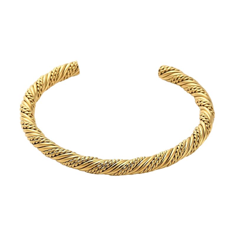 GOLD STAINLESS TEXTURED CUFF BRACELET