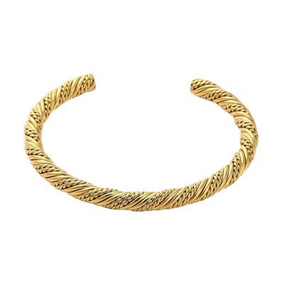 GOLD STAINLESS TEXTURED CUFF BRACELET