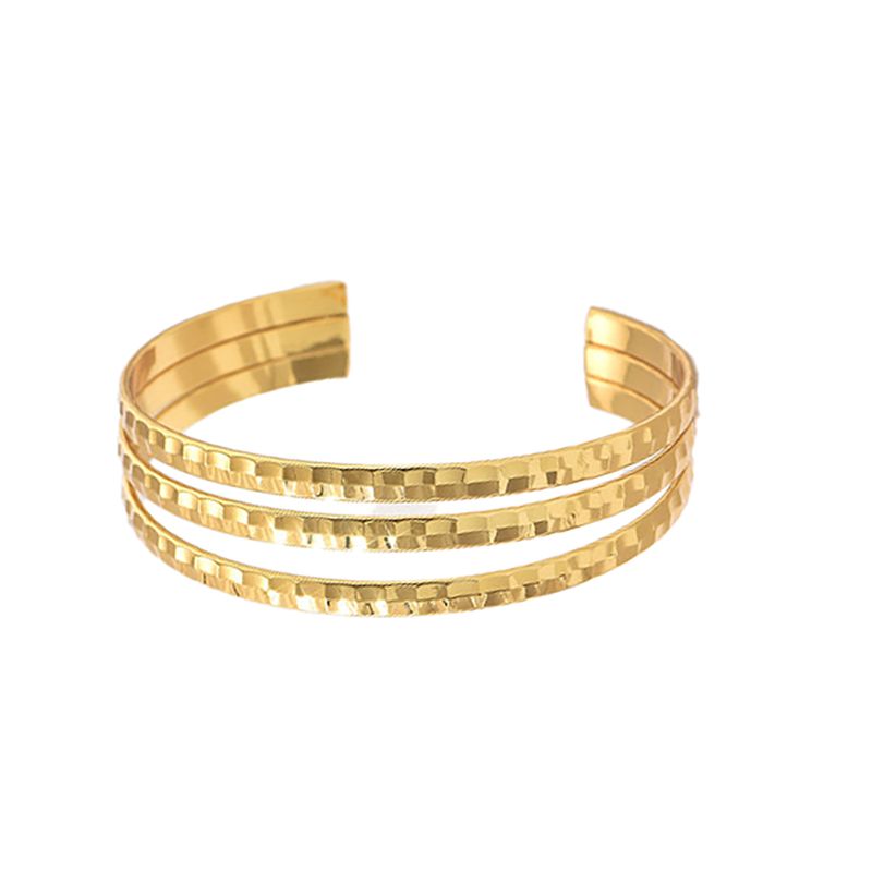 GOLD STAINLESS TEXTURED CUFF BRACELET