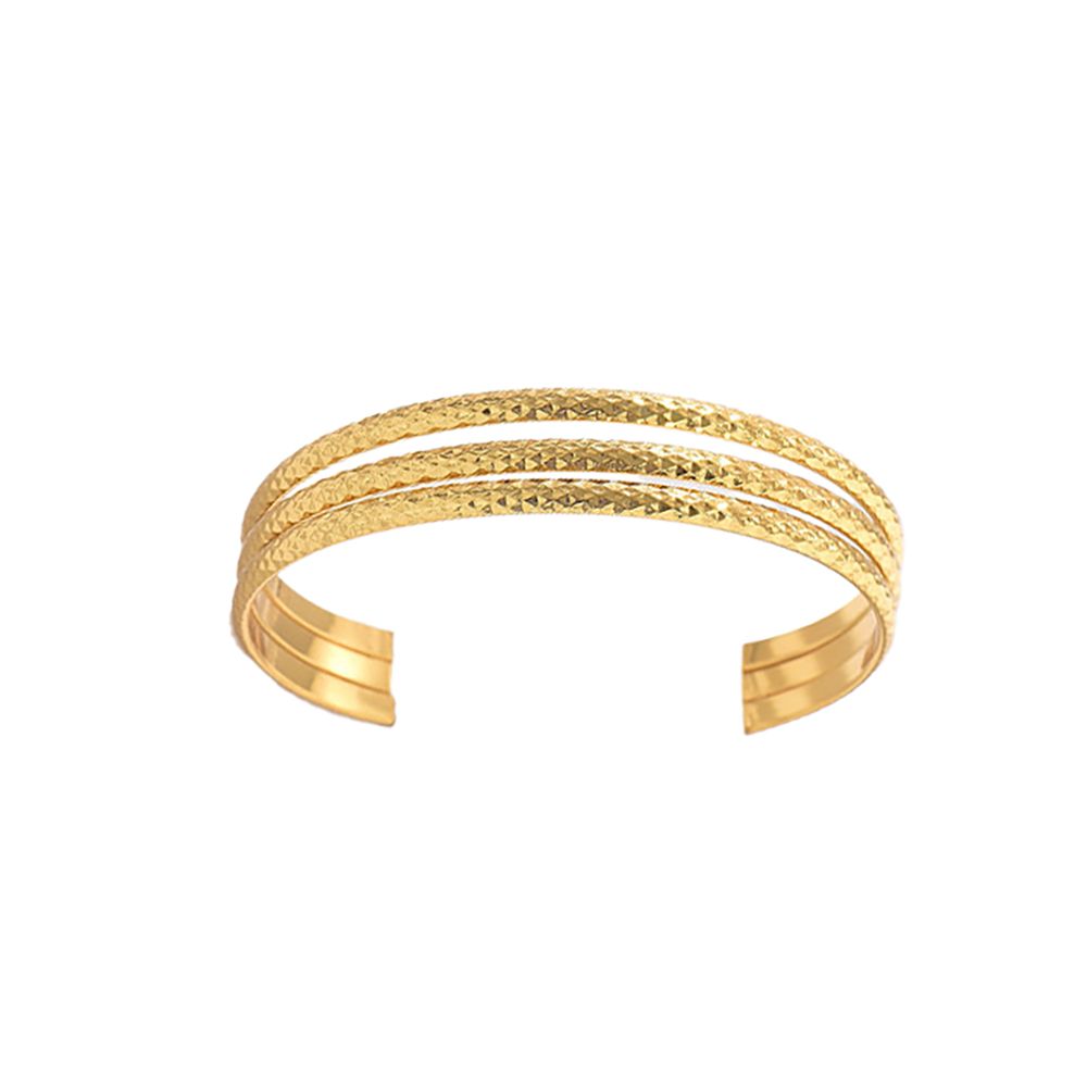 GOLD STAINLESS TEXTURED CUFF BRACELET