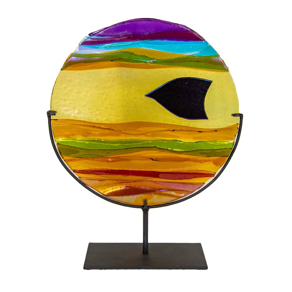 SUNLIGHT WAVES 16" x 13" x 4"  Fused Glass