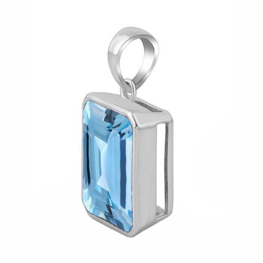 SILVER BLUE TOPAZ OCTAGON PENDANT