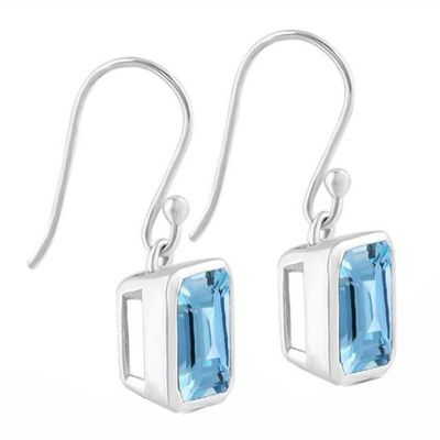 SILVER TOPAZ OCTAGON EARRINGS