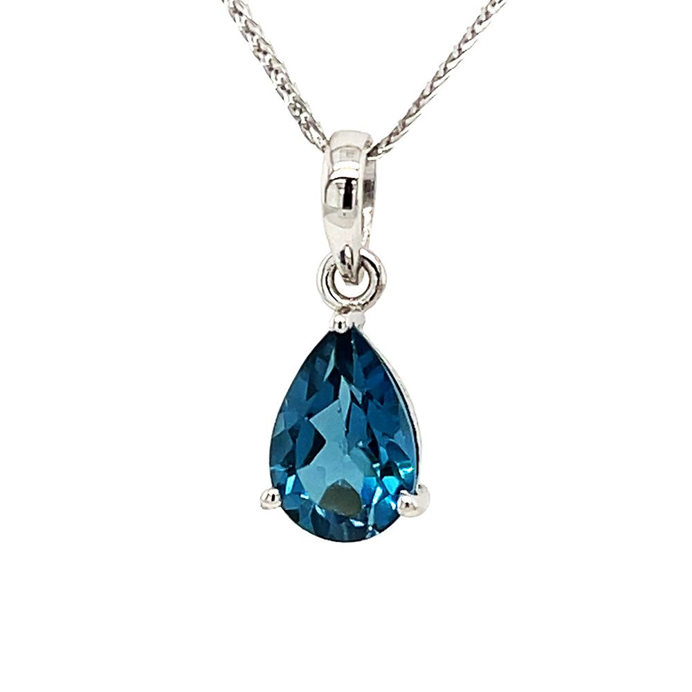 SILVER TOPAZ TEARDROP NECKLACE - 18