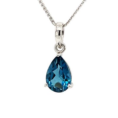 SILVER TOPAZ TEARDROP NECKLACE - 18 SILVER TOPAZ TEARDROP NECKLACE - 18