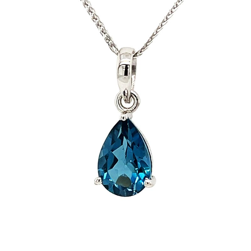 SILVER TOPAZ TEARDROP NECKLACE - 18