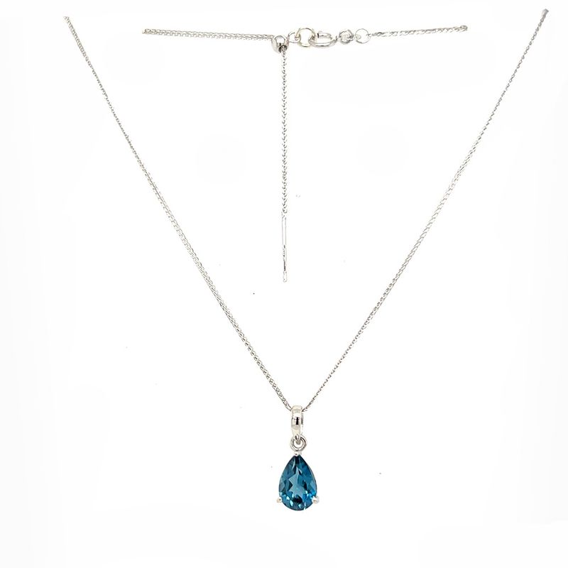 SILVER TOPAZ TEARDROP NECKLACE - 18