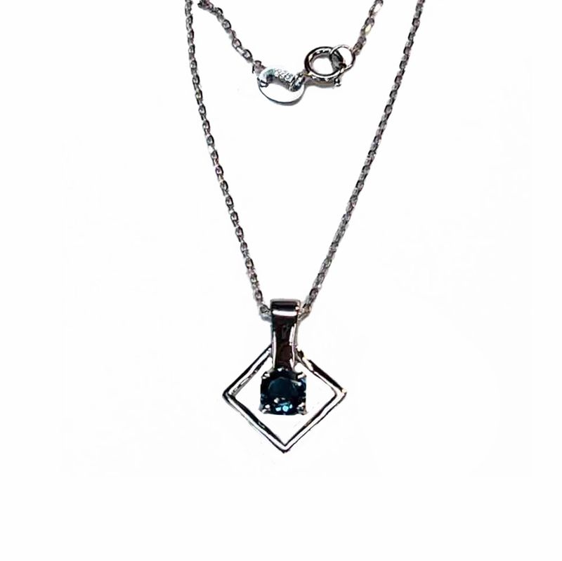 SILVER TOPAZ ROUND DIAGONAL SQUARE NECKLACE - 18