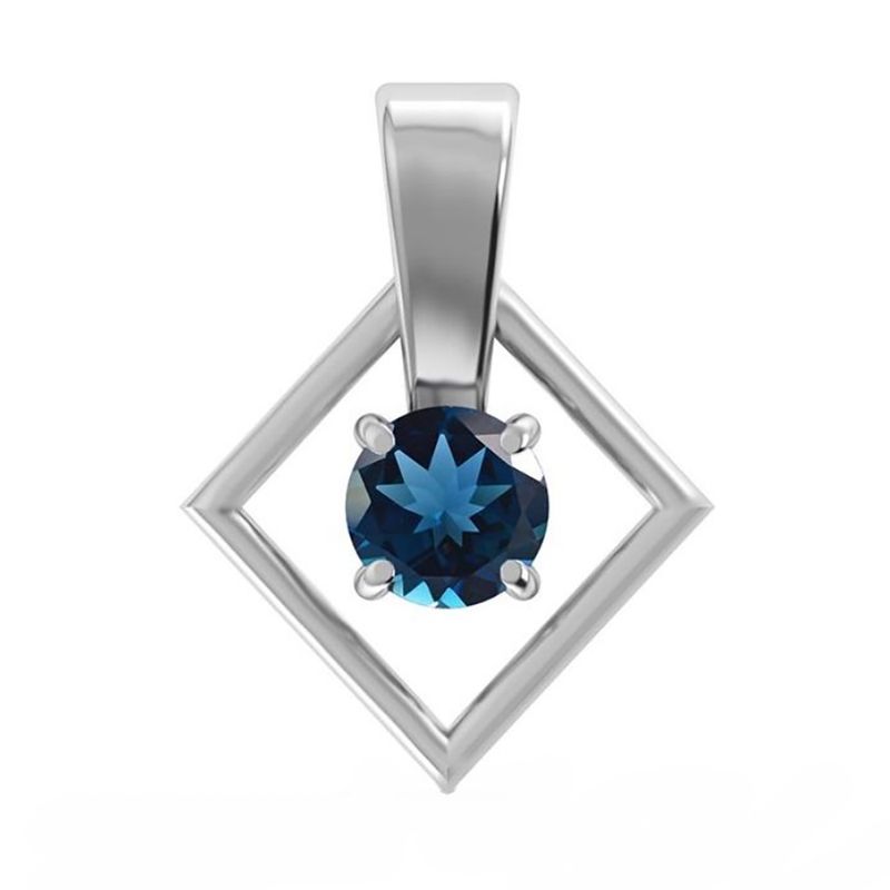 SILVER TOPAZ ROUND DIAGONAL SQUARE NECKLACE - 18