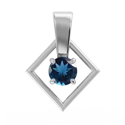 SILVER TOPAZ ROUND DIAGONAL SQUARE NECKLACE - 18