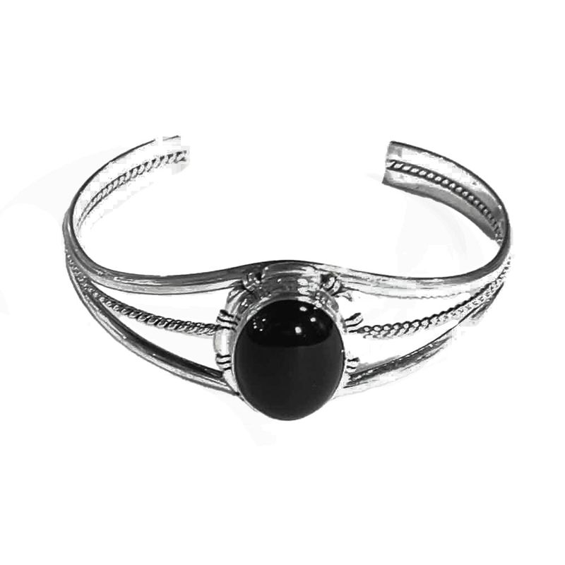 SILVER ONYX CUFF BRACELET - NAVAJO - ANNETTE CHAQUITO