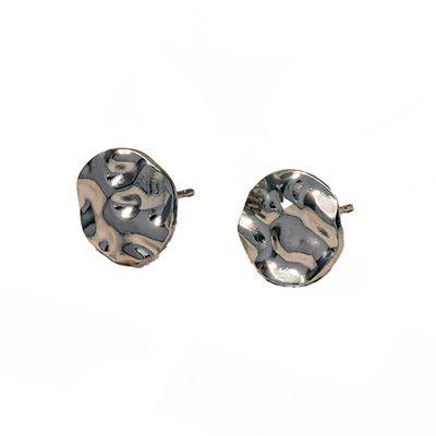STAINLESS HAMMERED ROUND STUD EARRINGS FJE229