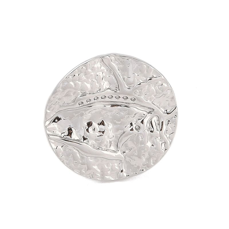 SILVER STAINLESS HAMMERED ROUND CUFF RING