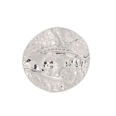 SILVER STAINLESS HAMMERED ROUND CUFF RING